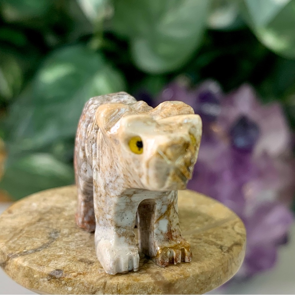 Soapstone Carved Bear Figurine Miniature Stone Spirit Animal Bear Carving 1.5" - Picture 3 of 14